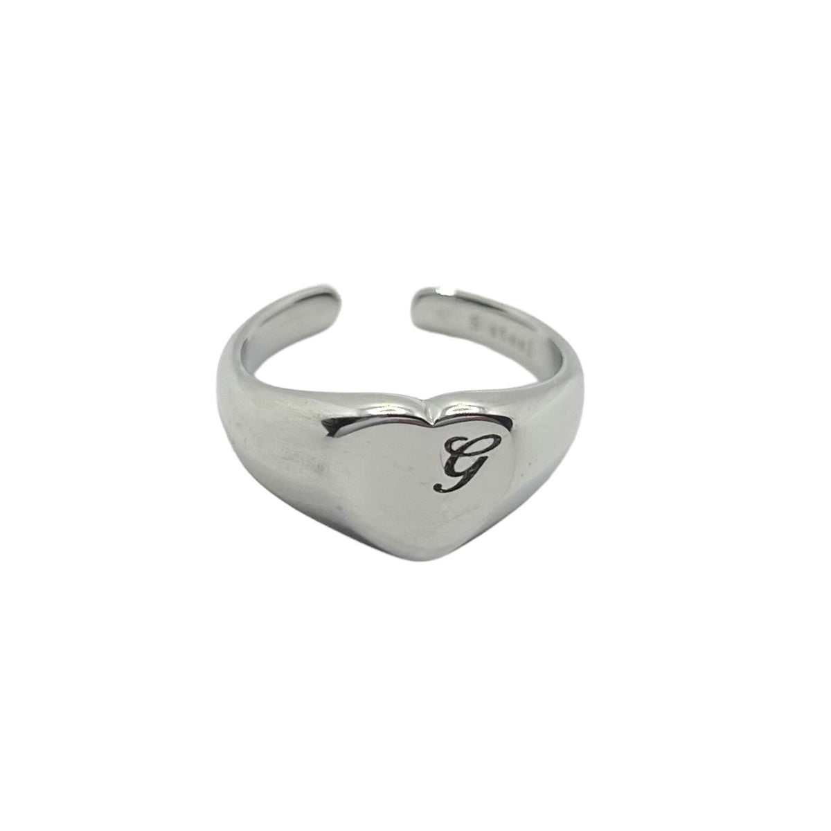 Anello Simple Heart con Incisione - vista laterale