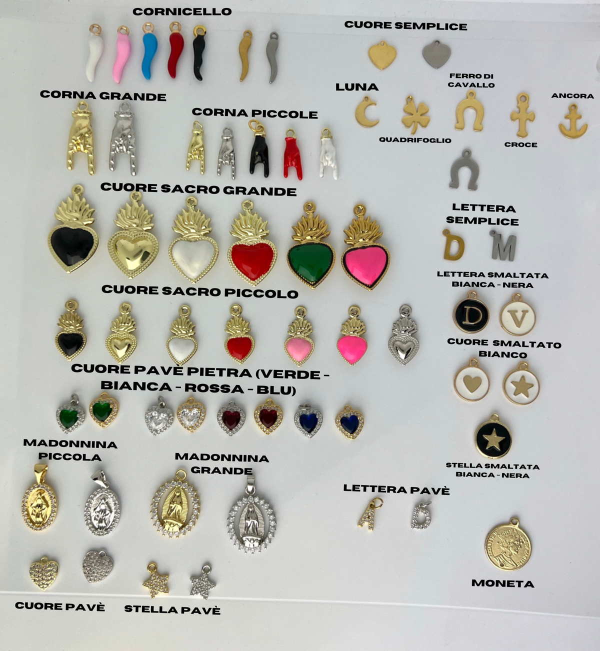 Collana Charms in oro - lato